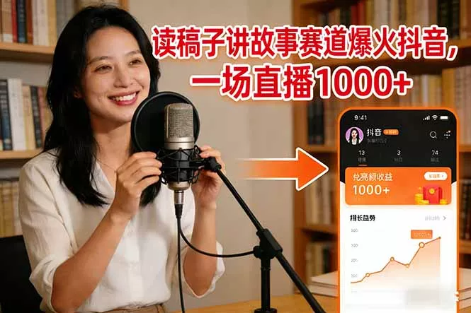 读稿子讲故事赛道爆火抖音，一场直播日入1000+ - 项目资源网