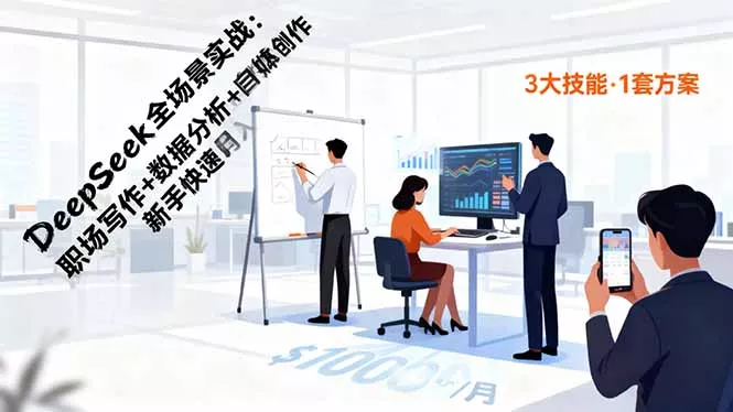 DeepSeek全场景实战：职场写作+数据分析+自媒体创作，新手快速月入过万 - 项目资源网