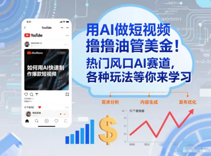 用AI做短视频撸油管美金，热门风口AI赛道，你不做我做，各种玩法等你来学习 - 项目资源网