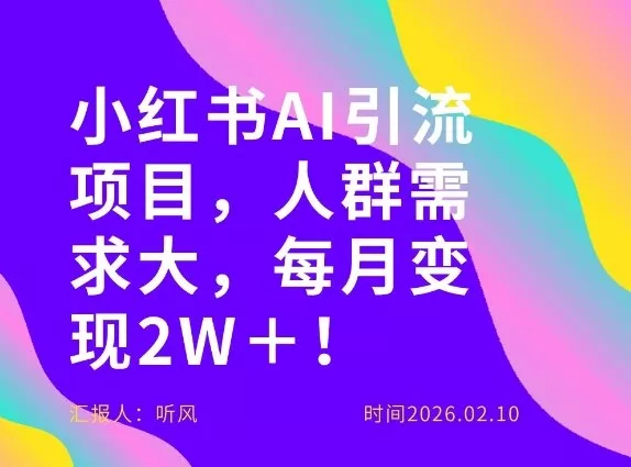 她通过这个AI项目每月做到2W＋的收入，最新小红书AI项目，人群需求大！ - 项目资源网