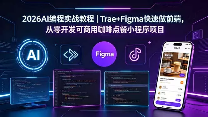 2026AI编程实战教程｜Trae+Figma快速做前端，从零开发可商用咖啡点餐小程序项目 - 项目资源网